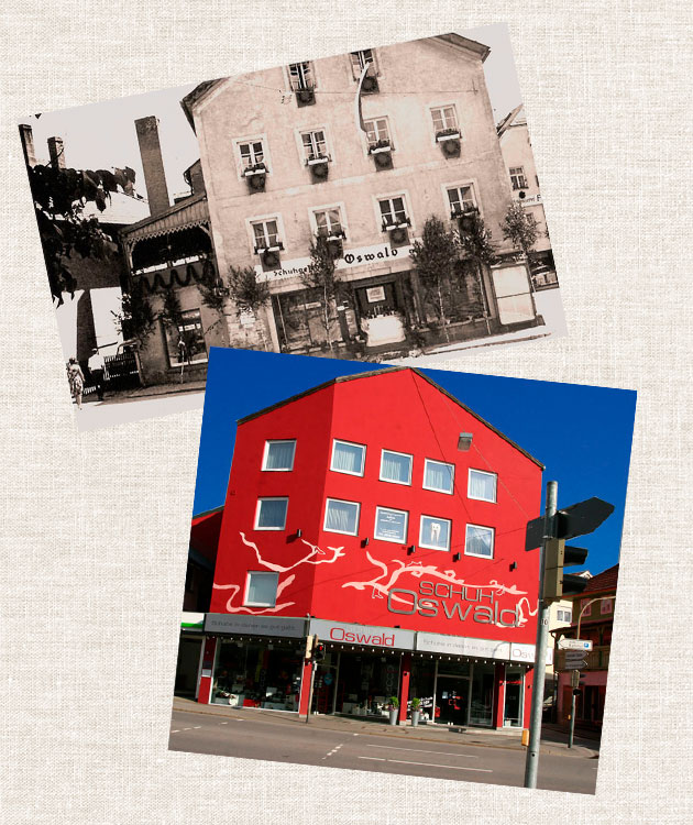 Schuh Oswald Ladenansicht damals und heute